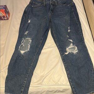 Old Navy Blue Boyfriend Jeans Relaxed Distressed Style